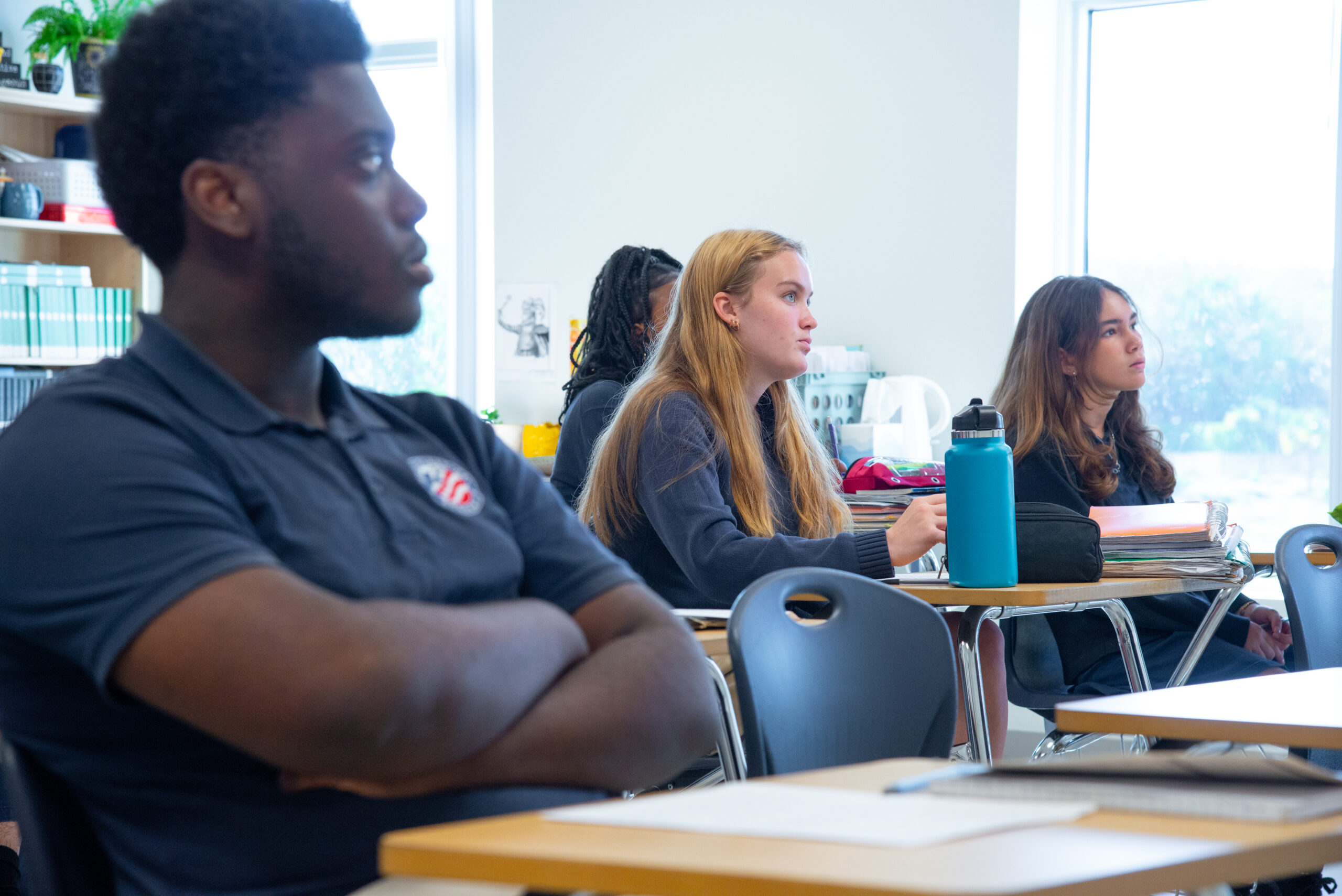 High school students listening in class